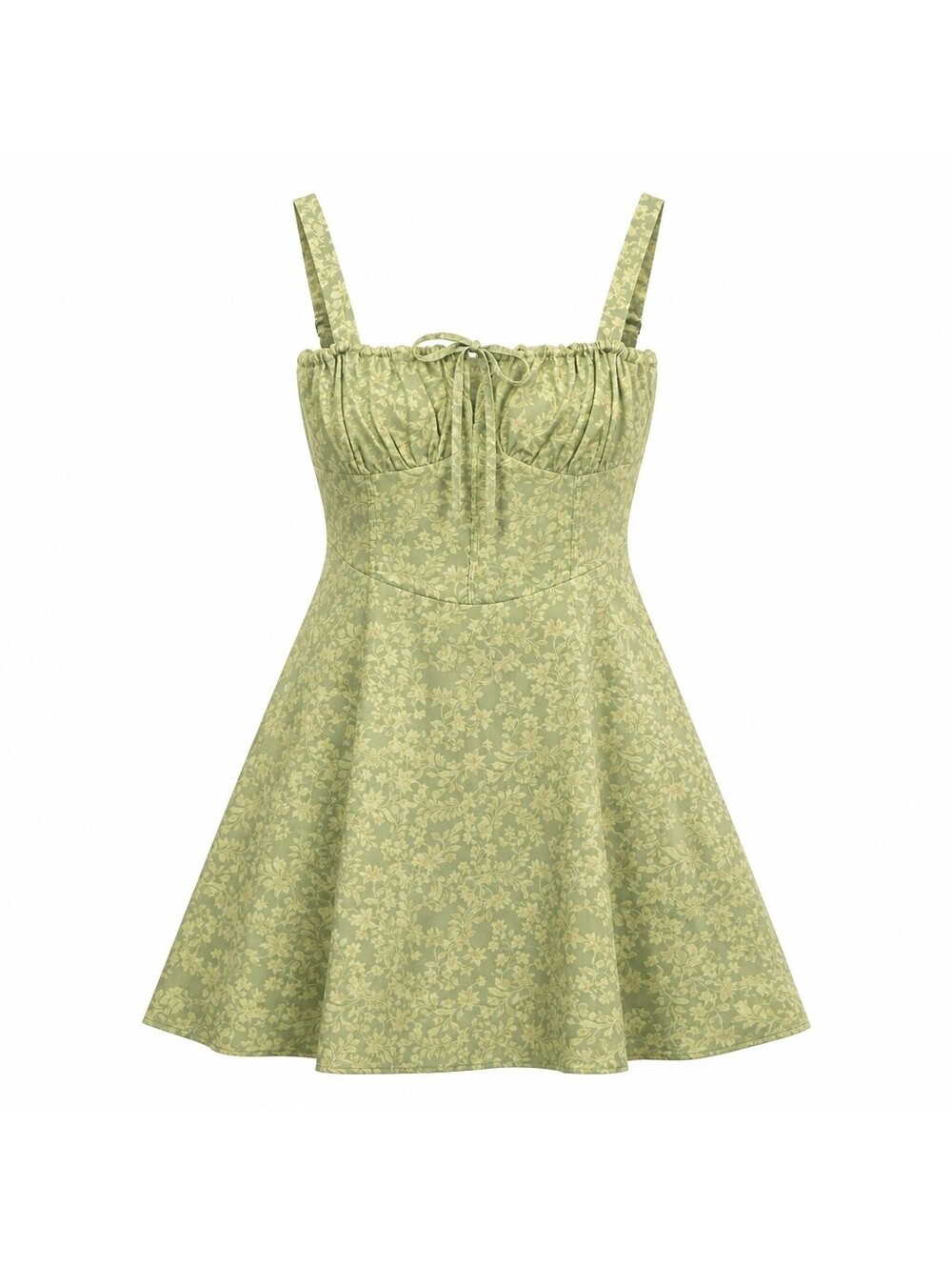 RIHOAS Green Floral Fit & Flare Dress Size Large